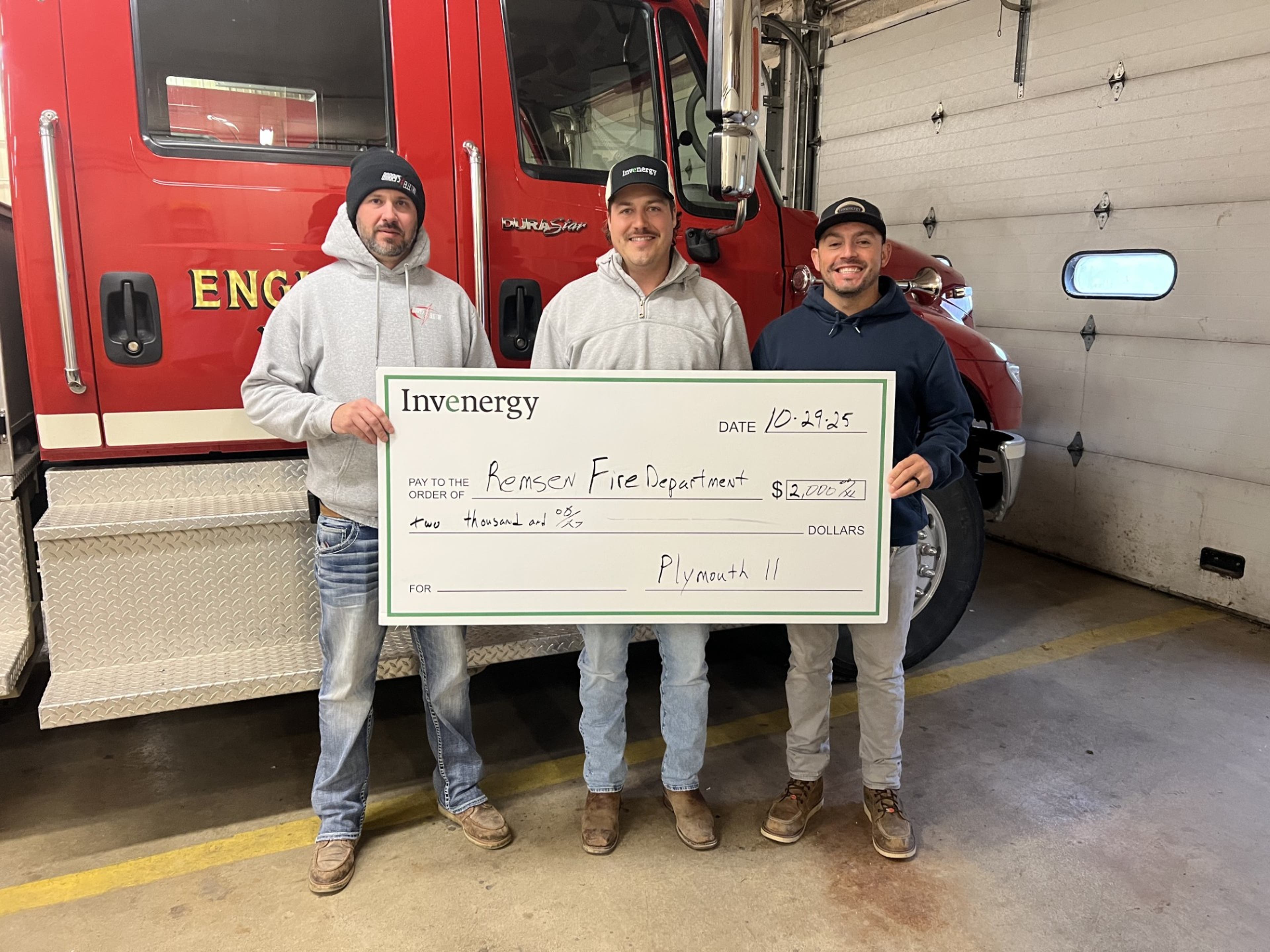 Plymouth II donates to Marcus and Remsen Fire Departments