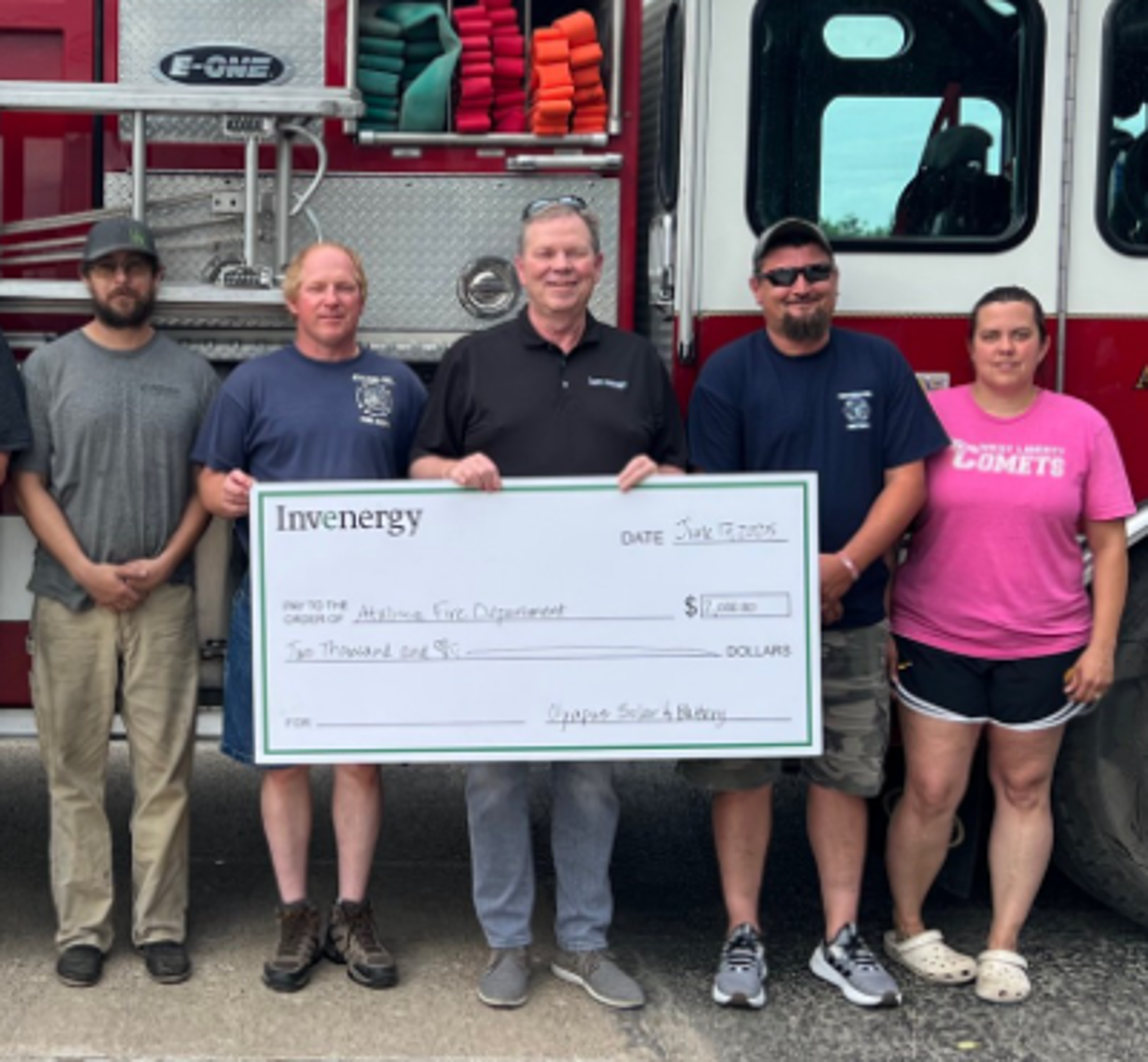 Olympus Solar donates to three Muscatine County Fire Departments