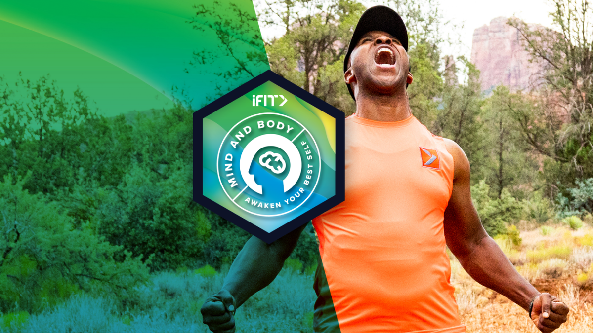 Personal trainer coaches an iFIT Mind workout