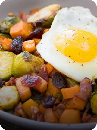 Brussels Sprouts Sweet Potato Breakfast Hash