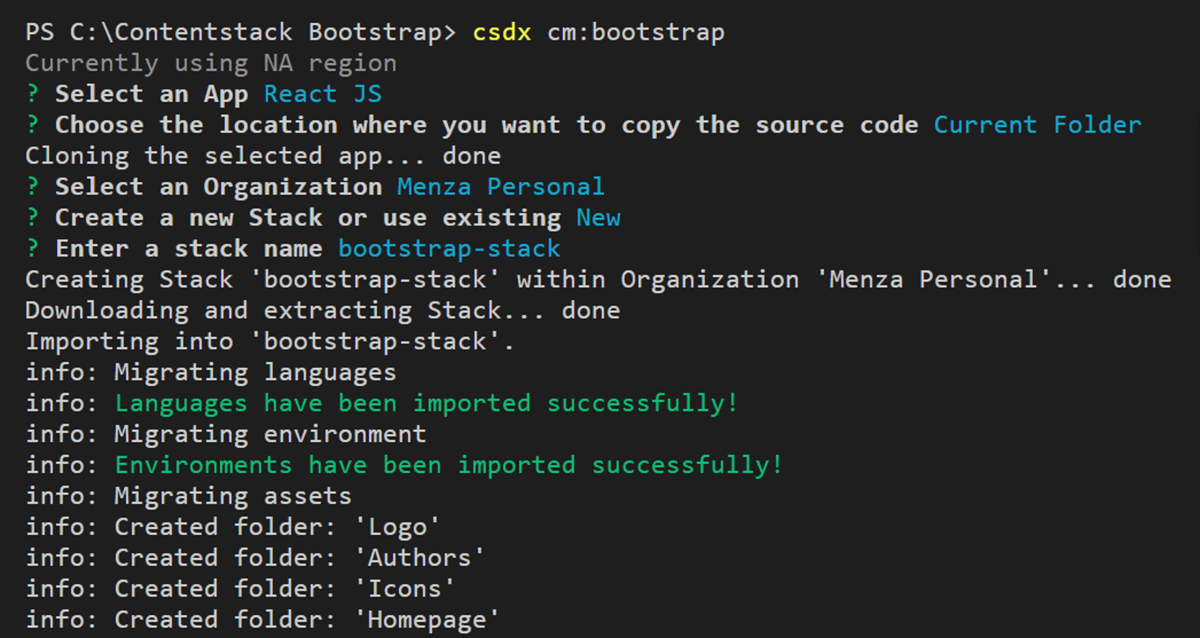Importing the project to a stack