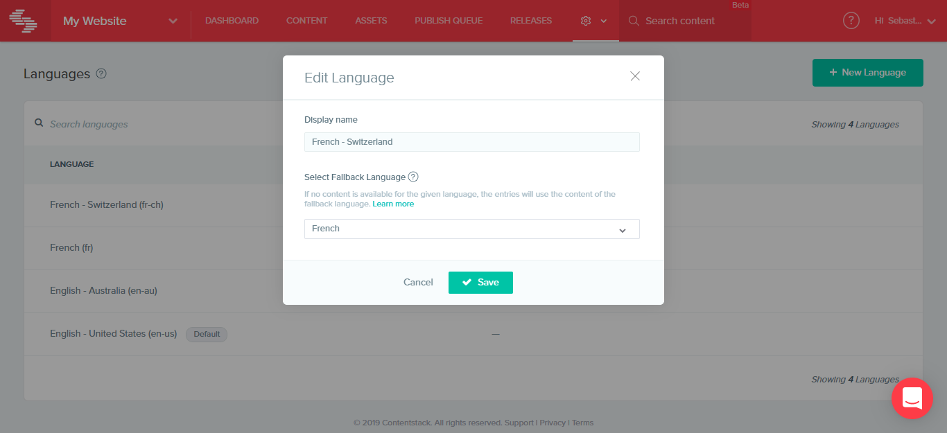 Update fallback language