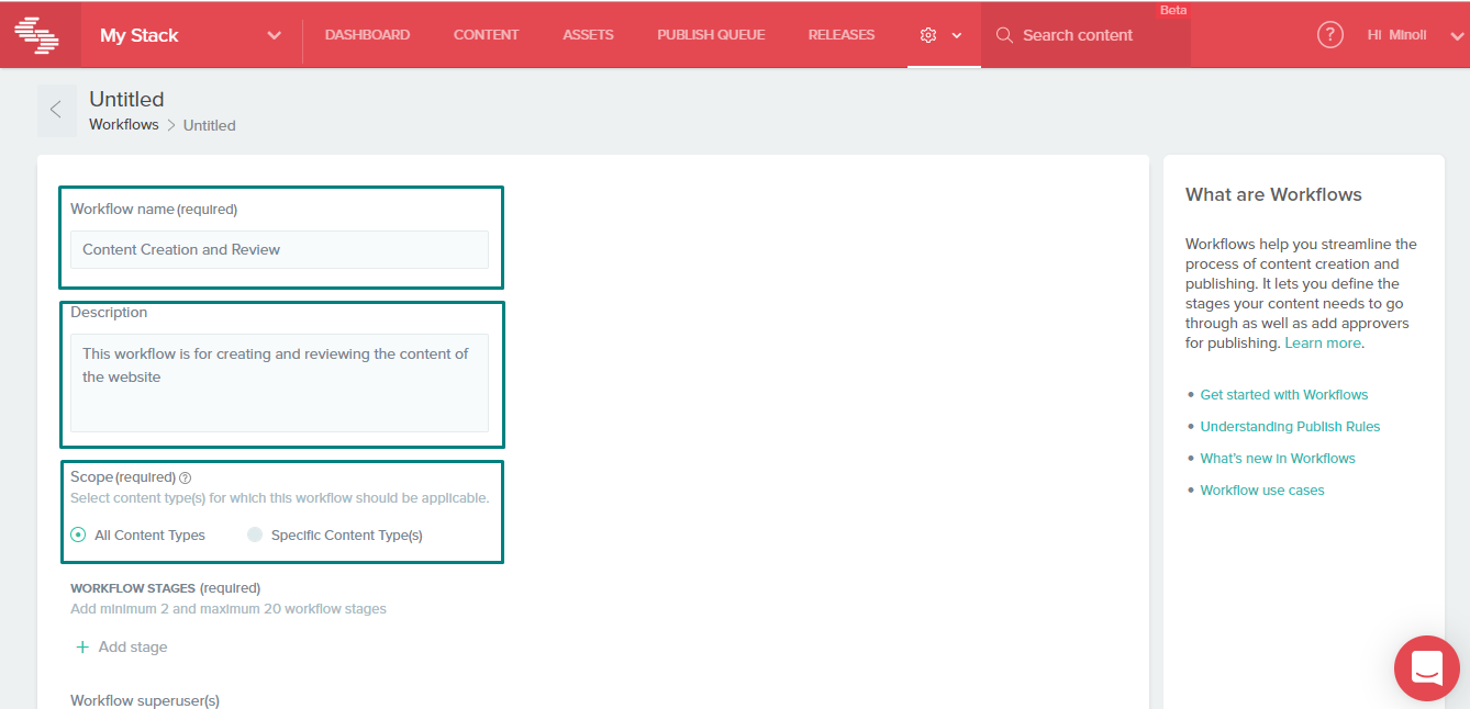 Workflow detail page