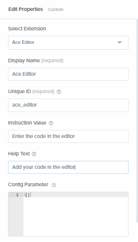fill properties for Ace Editor