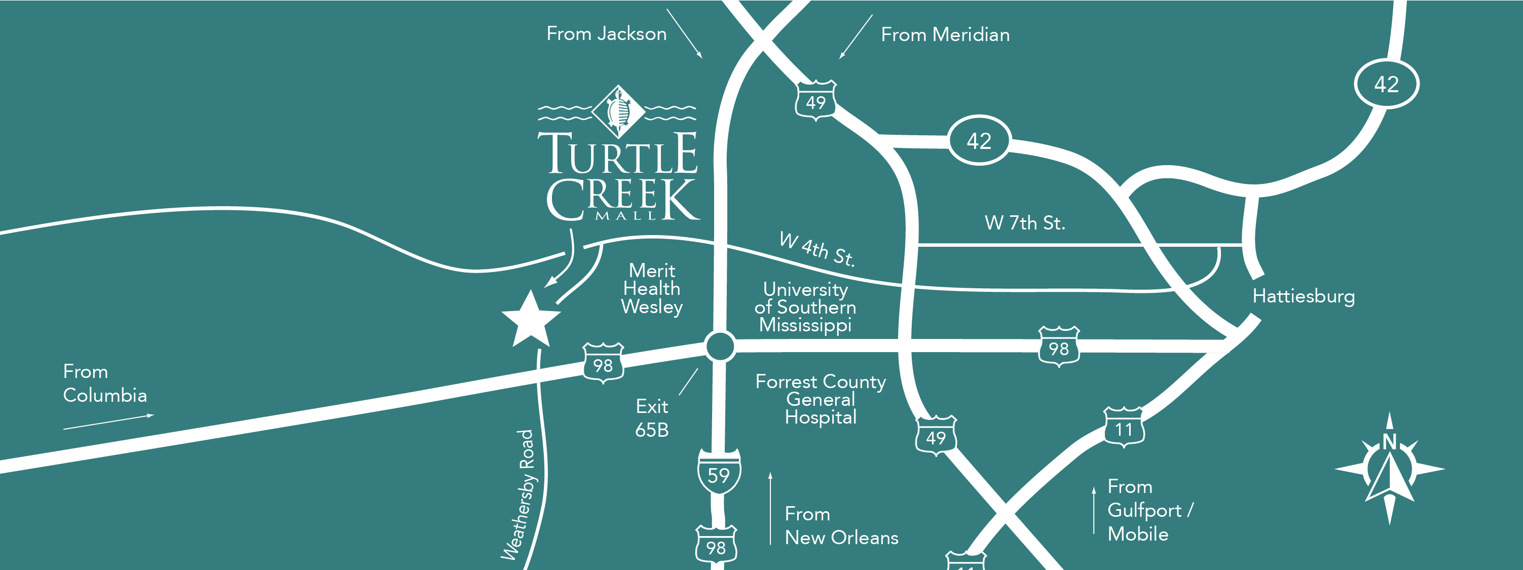 Map of Turtle Creek Mall and surrounding area