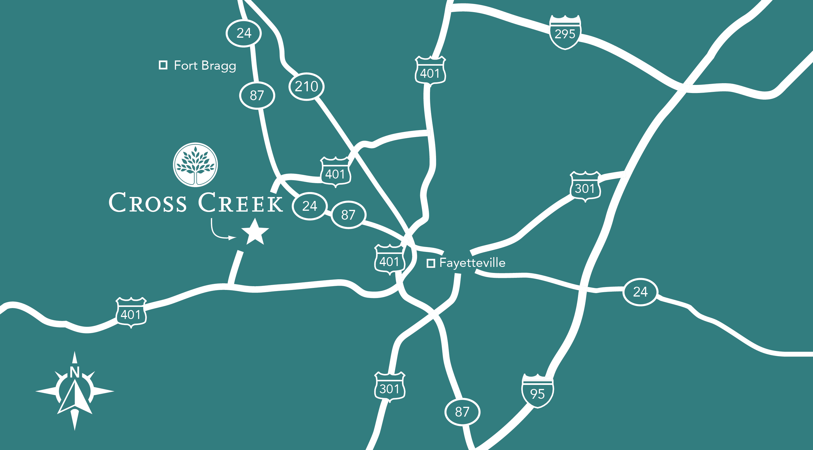 Map of Cross Creek Mall and surrounding area