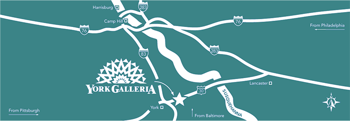 Map of York Galleria and surrounding area