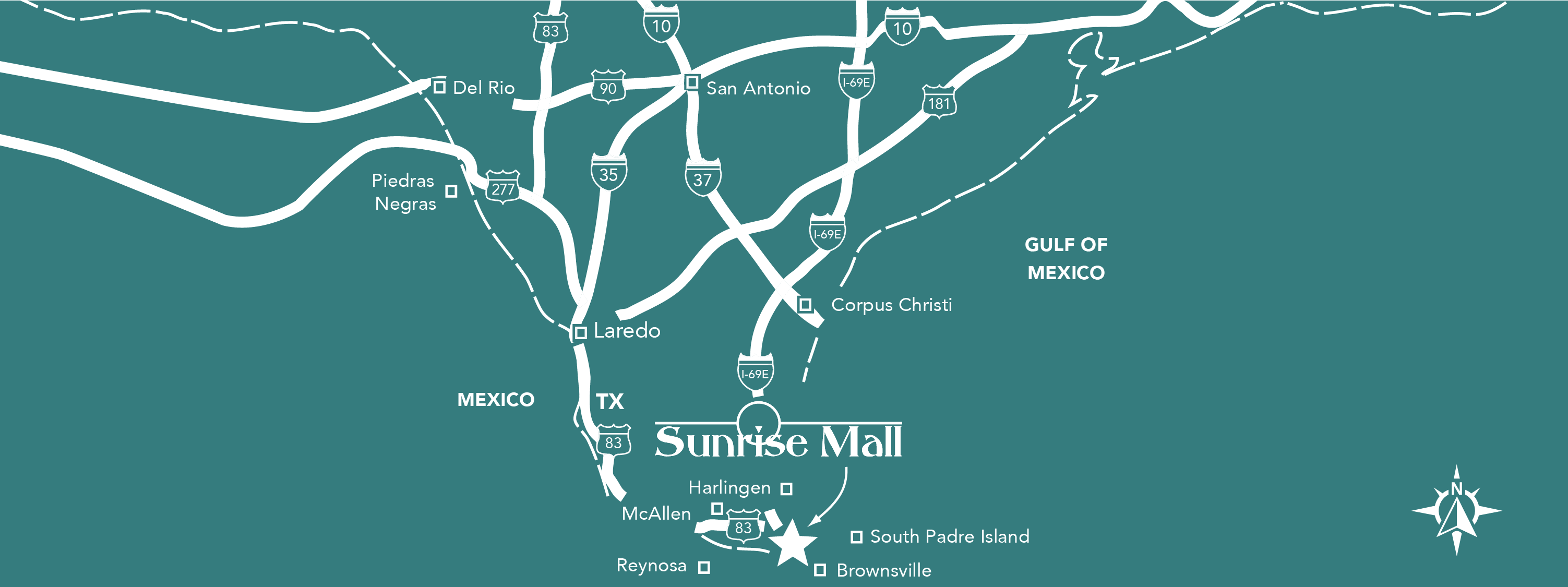 Map of Sunrise Mall and surrounding area