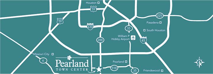 Map of Pearland Town Center and surrounding area
