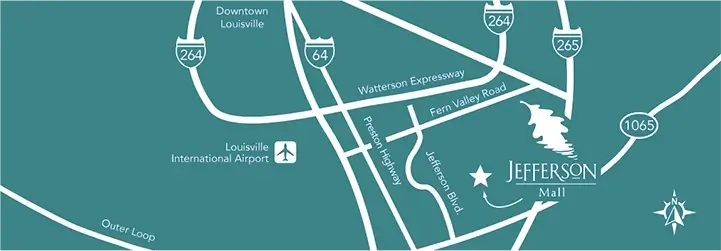 Map of Jefferson Mall and surrounding area