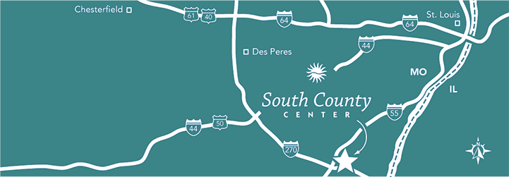 Map of South County Center and surrounding area