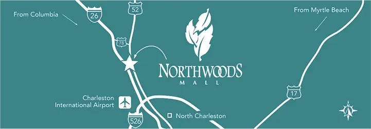 Map of Northwoods Mall and surrounding area