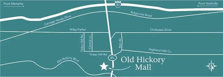 Map of Old Hickory Mall and surrounding area