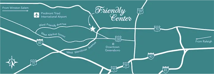Map of Friendly Center and surrounding area