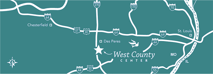 Map of West County Center and surrounding area