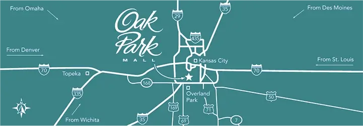Map of Oak Park Mall and surrounding area