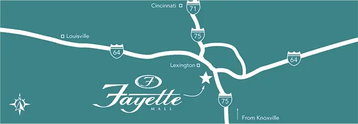 Map of Fayette Mall and surrounding area