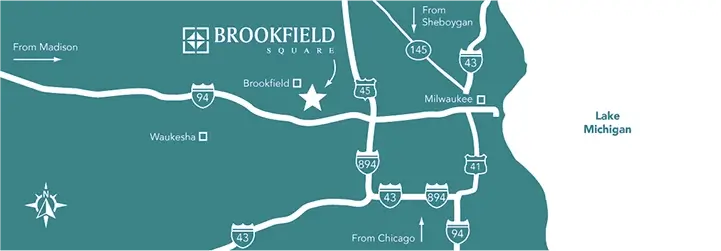 Map of Brookfield Square and surrounding area