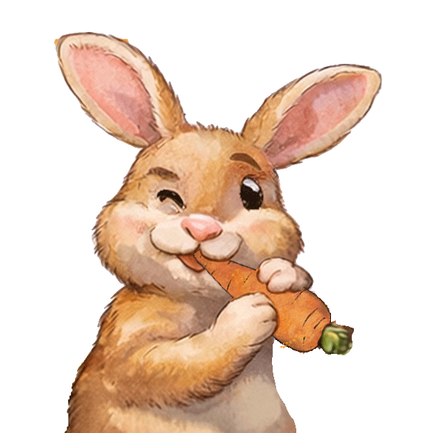 Easter Bunny chewing carrot