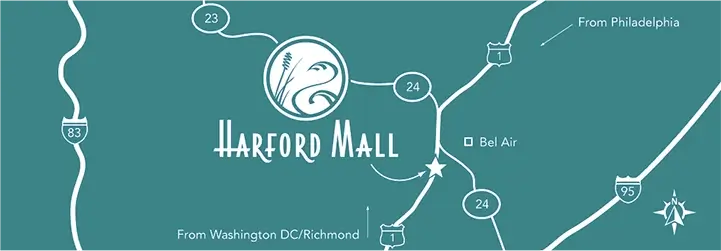 Map of Harford Mall and surrounding area