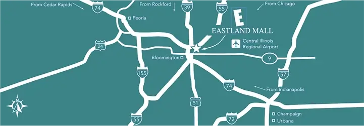 Map of Eastland Mall and surrounding area