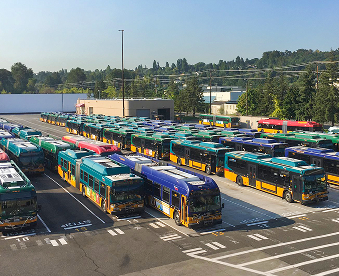 Seattle transit agency buses.