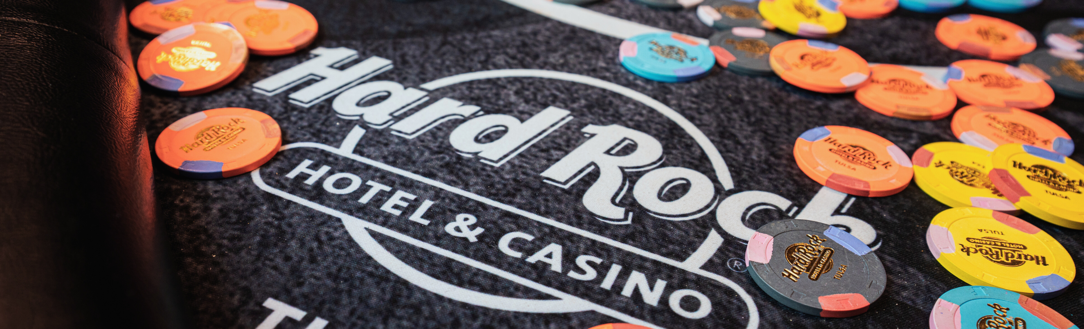 Hard Rock Tulsa Poker Table & Scattered Poker Chips