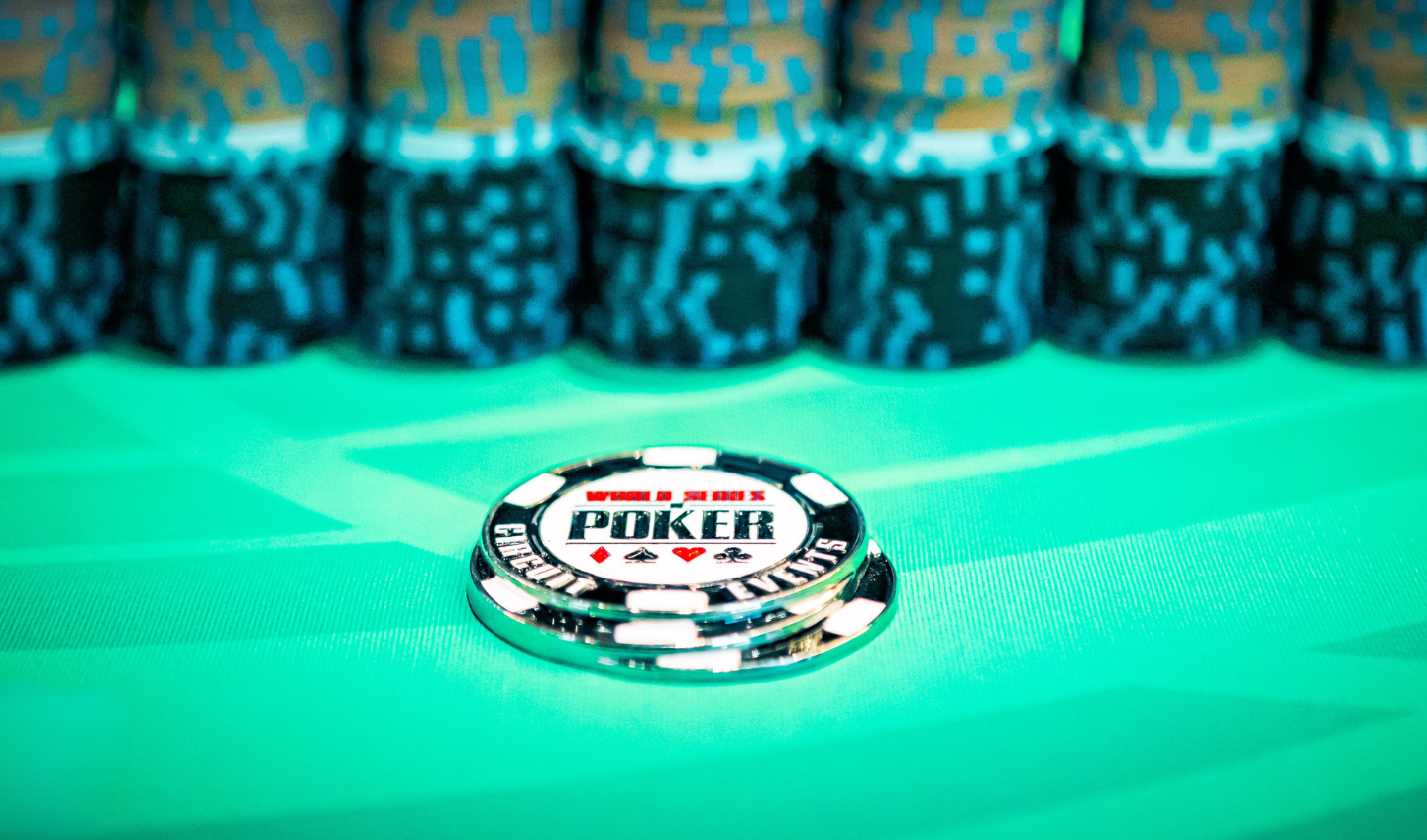 World Series of Poker table with poker chips