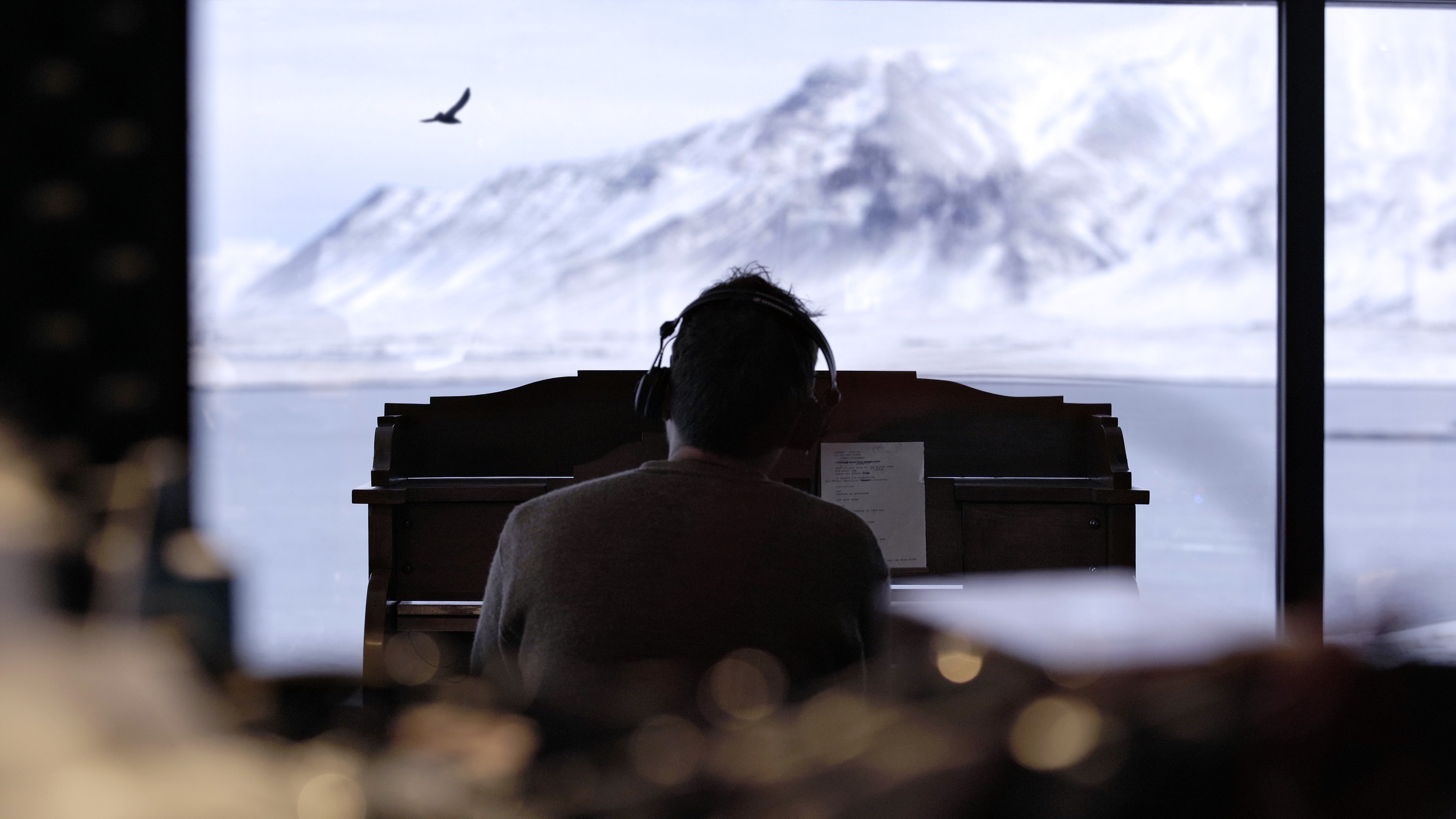 Damon Albarn at his Reykjavík home with view of Esja mountain. Photo credit: Matt Cronin