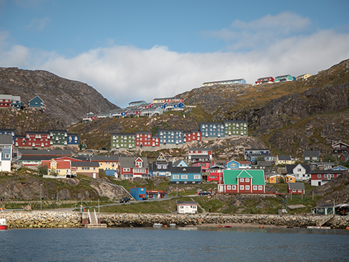 The colourful houses in town of Qaqortoq, formerly Julianehåb, in Greenland 