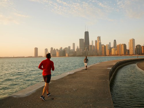 Men jogging in Chicago