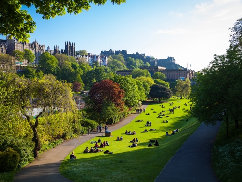 A view of a green park in Edinburgh