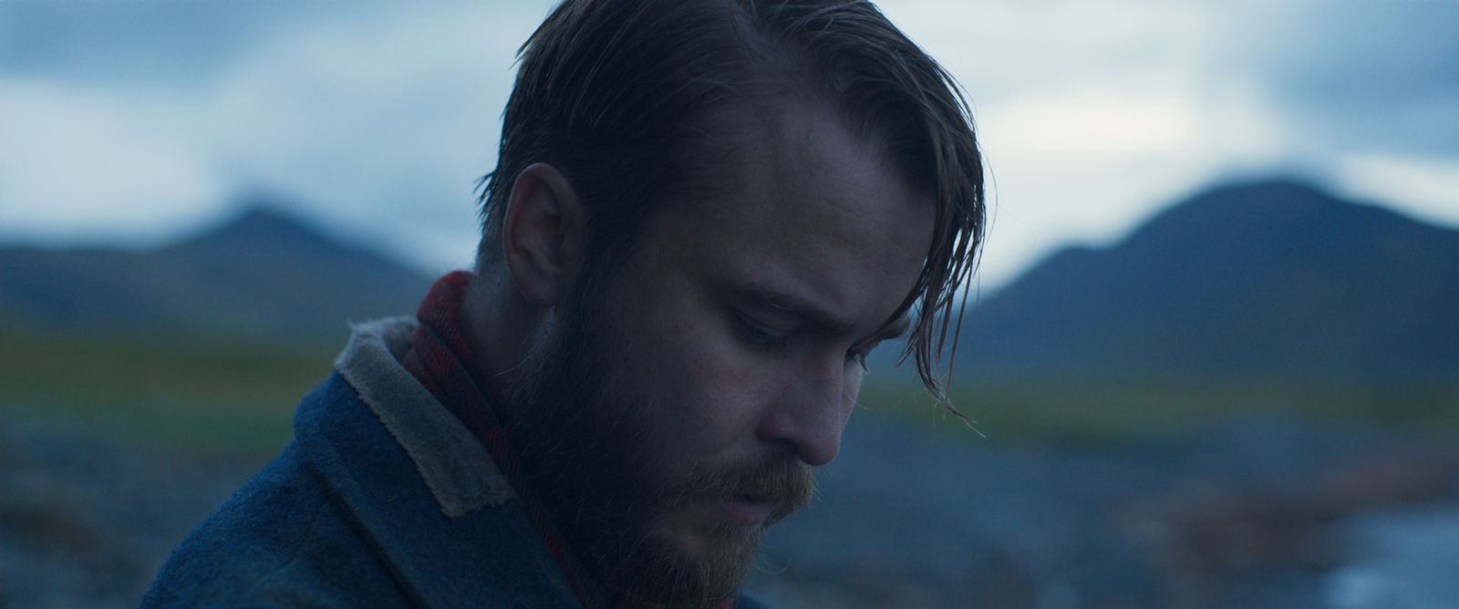 Photo of actor Thorvaldur Kristjánsson on the film set of 'A Letter from Helga'