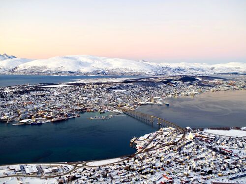 Tromso in the winter seen from the air