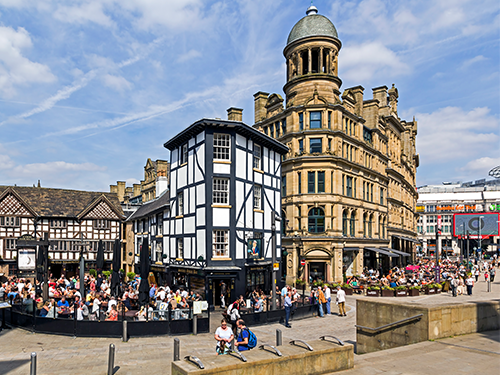 Shambles Square in Manchester, close to dining and shopping districts 
