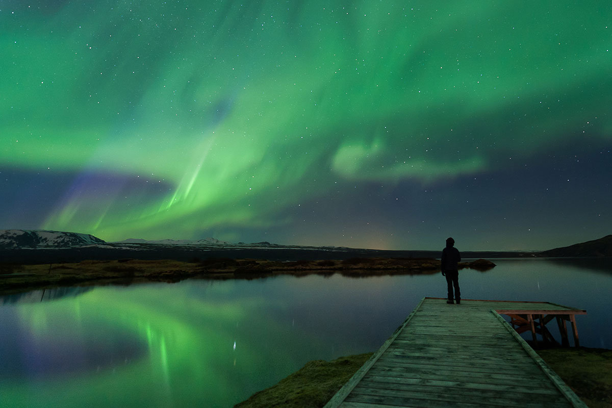 Northern lights fill the sky in Iceland