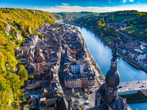 historic city in belgium seen from the air