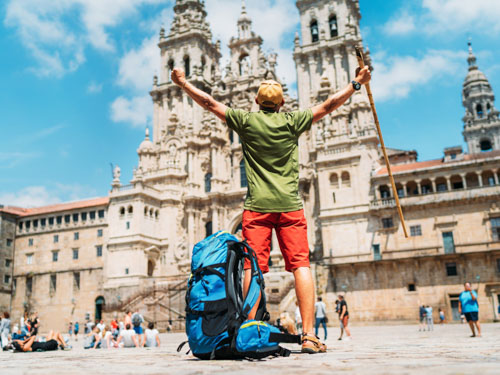 a hiker in spain completing el camino