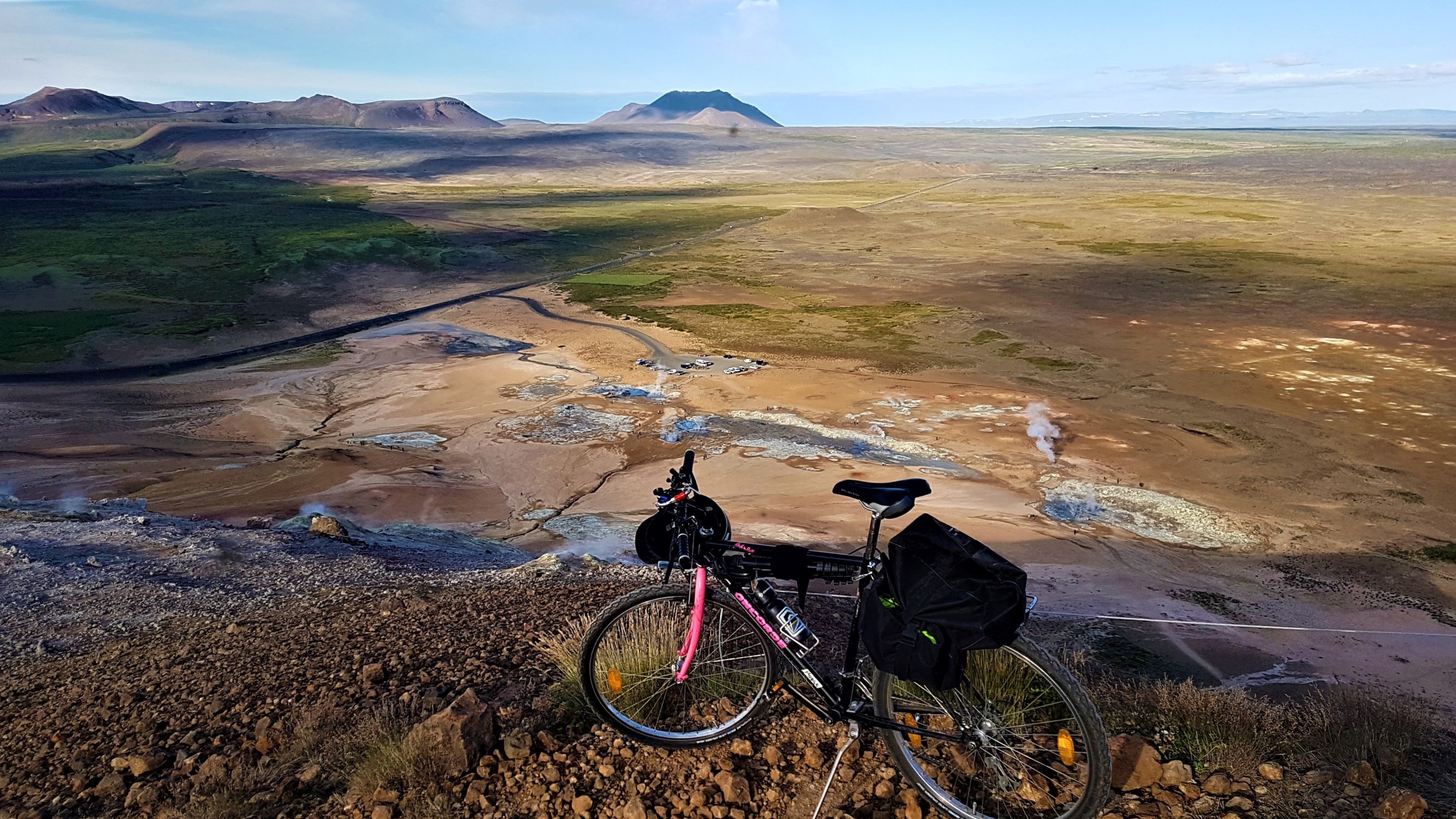 A sole bike located amidst the volcanic landscape of Landmannalaugar in the Icelandic Highlands