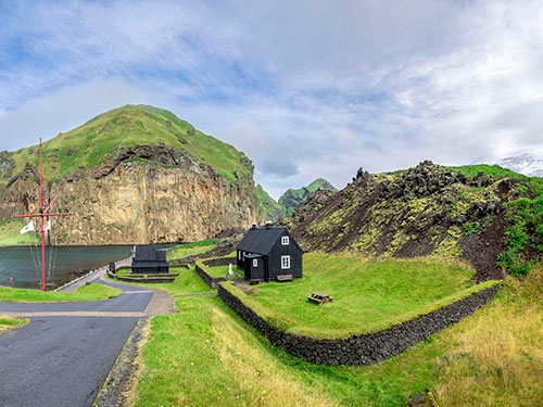 A picture of Skansinn, the site of a 16th century protective fortress in Vestmannaeyjar.