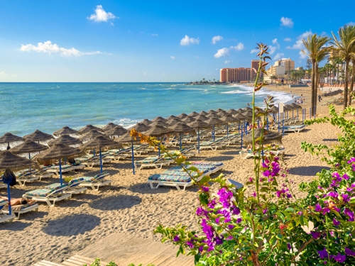 Beaches along Costa del Sol in Southern Spain