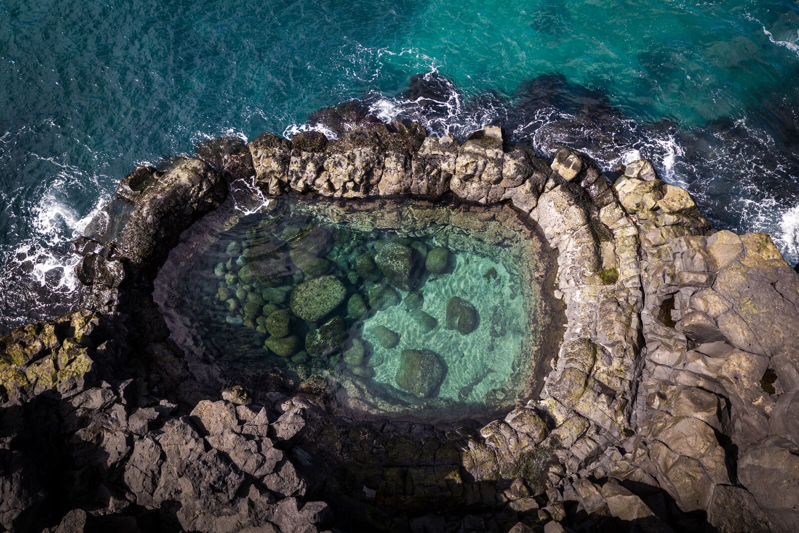 View from above over Brimketill rock pool