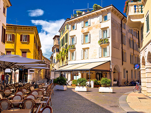 A street in Verona famed for its cafes and coffee shops