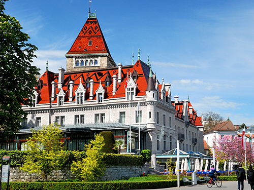 Chateau d’Ouchy in Geneva, Switzerland is just one of many dining establishments in the city 