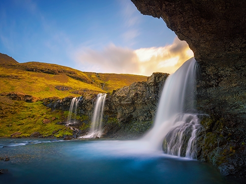 a waterfall in southeast Iceland