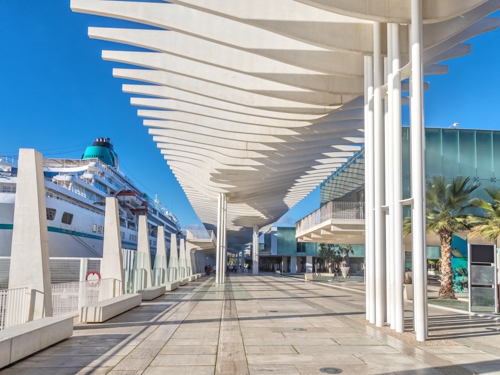 a cruise ship in Malaga port