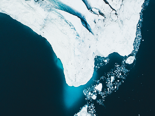 A huge ice berg as pictured from above in Kulusuk, Greenland 