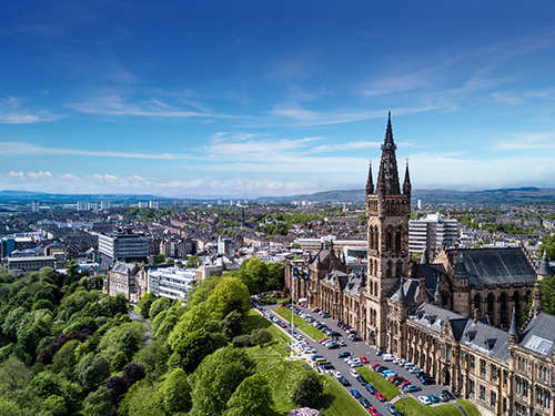  A birds eye view over the city of Glasgow in Scotland