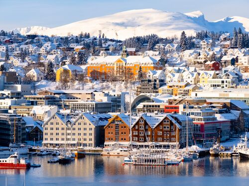 colourful buildings in the tromso winter